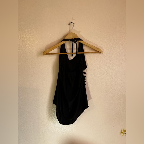 Yoins Yours Inspiration Women’s Solid Black Silky One Piece Bathing Suit Size L - Picture 3 of 16